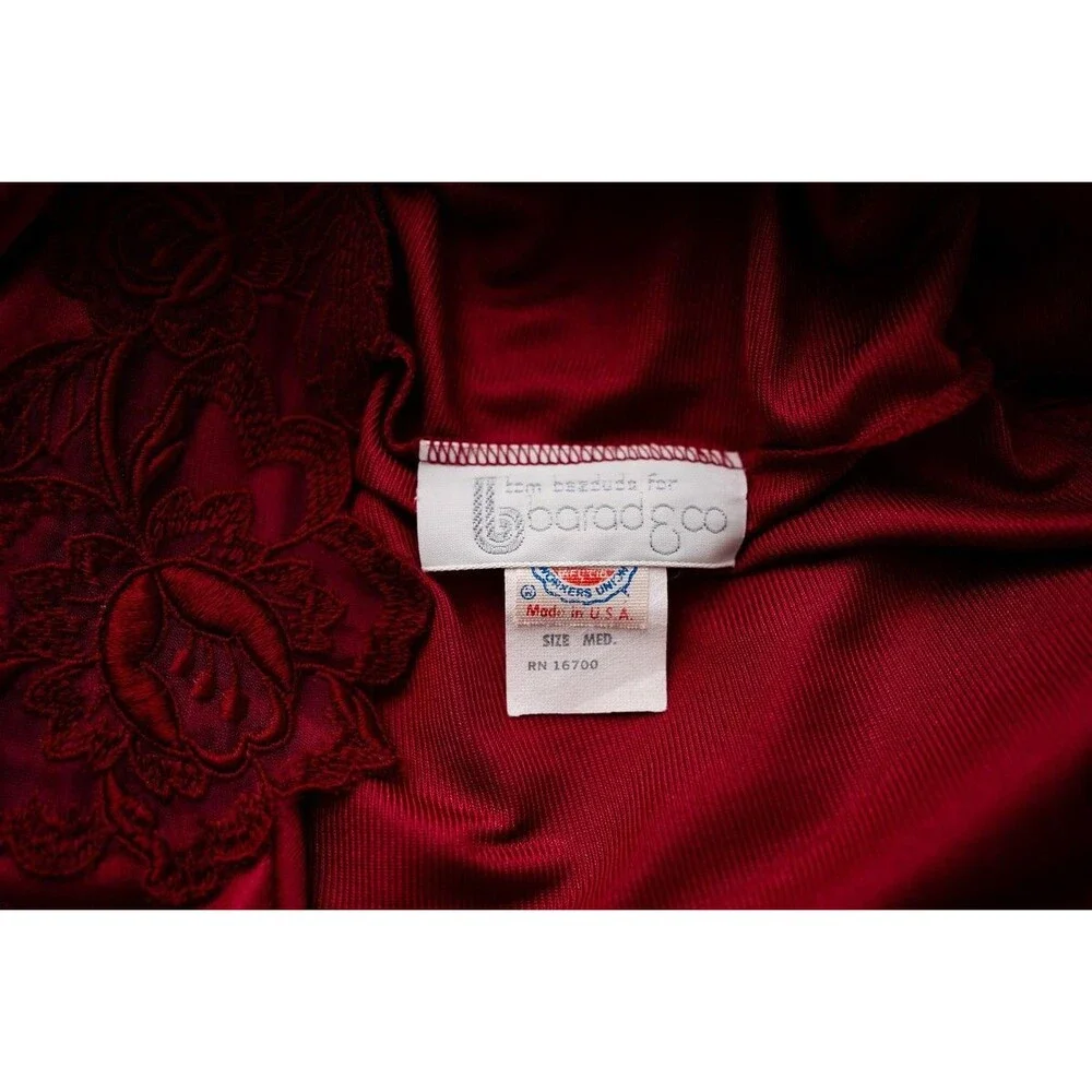 Vintage Red nightgown slip dress Barad & Co M union made womens lace short sleev - Picture 3 of 7